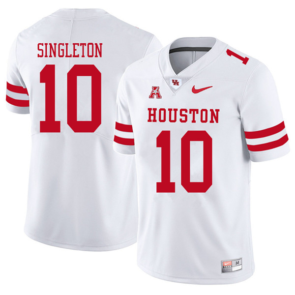 2018 Men #10 Raelon Singleton Houston Cougars College Football Jerseys Sale-White
